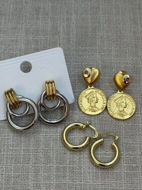Sphera Milano Gold Earrings Bundle - 3 Pairs